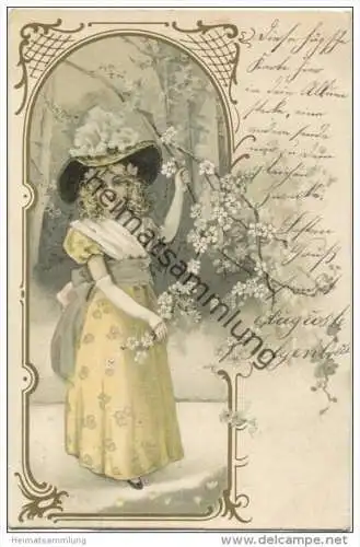 Junge Frau - Blüten gel. 1901