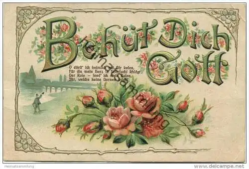 Behüt dich Gott - Prägedruck - Gebrauchsspuren gel. 1907