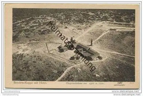 Brocken-Kuppe mit Hotel - Fliegeraufnahme aus 1310m Höhe