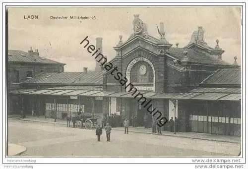 Laon - Deutscher Militärbahnhof - Briefstempel Rekrutenabteilung des mob. VIII A.-K. - Feldpost