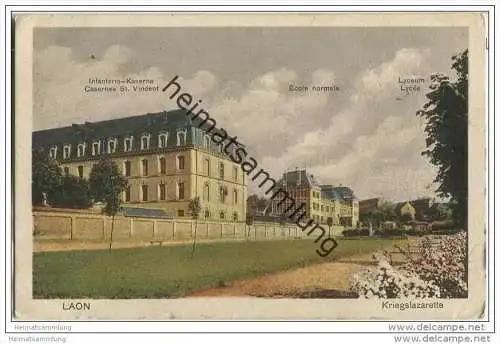 Laon - Kriegslazarette - Casernes St. Vincent - Ecole normale - Lycee - Briefstempel Rekrutenabteilung