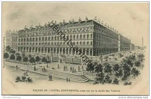 Paris - Facade de l Hotel Continental avec vue sur le Jardin des Tulleries