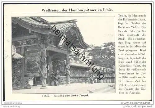 Hamburg-Amerika-Linie - Benachrichtigungskarte an Daheimgebliebene - Tokio - Shiba Tempel