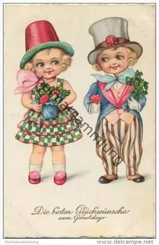 Zwei Puppen - Fliegenpilz - Klee gel. 1930