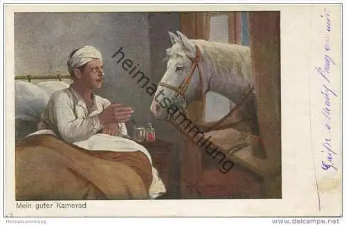 Pferd - Mein guter Kamerad - Künstlerkarte signiert M. Kuglmayr - Feldpost gel. 1916