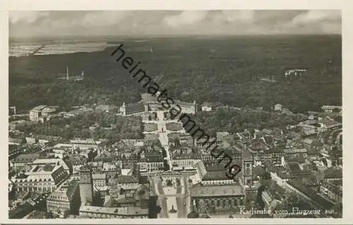 Karlsruhe vom Flugzeug aus - Foto-AK - Verlag H. Sting jr. Tübingen