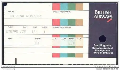 Boarding Pass - BA British Airways