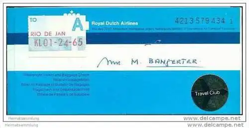 KLM - Royal Dutch Airlines 1978 - Zurich Amsterdam Rio de Janeiro