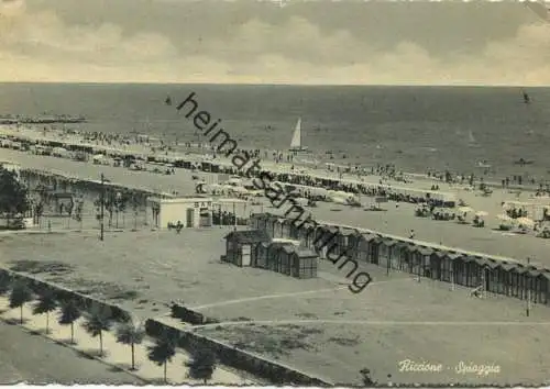 Riccione Spiaggia - AK Grossformat - gel. 1955