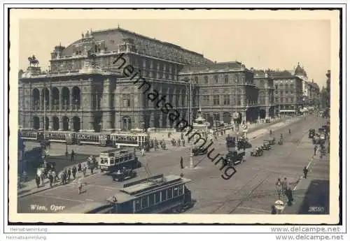 Wien - Oper - Foto-AK - Strassenbahn