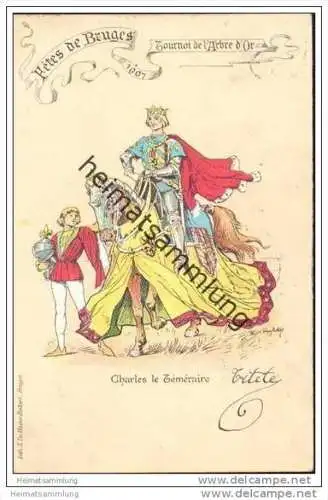 Fetes de Bruges 1907 - Tournoi de l'Arbre d'Or - Künstlerkarte FL 02 van Acker