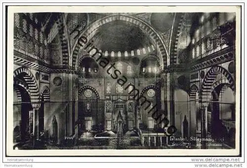 Istanbul - Moschee Sultan Suleyman  - Innenaufnahme - Foto-AK 30er Jahre