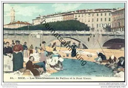 Nice - Les Blanchisseuses du Paillon et le Pont Vieux