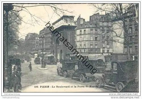 Paris - Le Boulevard et la Porte St. Martin - Strassenbahn