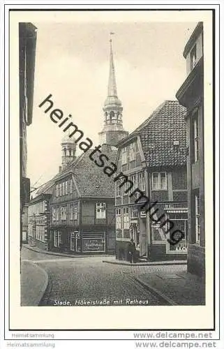 Stade - Hökerstrasse mit Rathaus - 50er Jahre