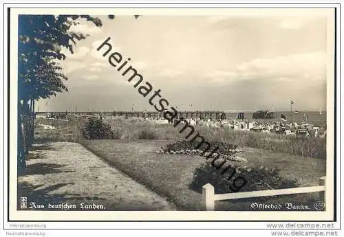 Bansin auf Usedom - Motiv aus den Anlagen am Strande - Foto-AK ca. 1930