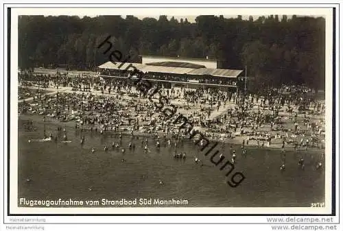 Mannheim - Strandbad Süd - Foto-AK - Flugzeugaufnahme