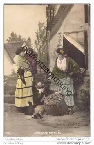 Espana - Escenas Gitanas - Spanische Künstler - Foto-AK handkoloriert ca. 1910