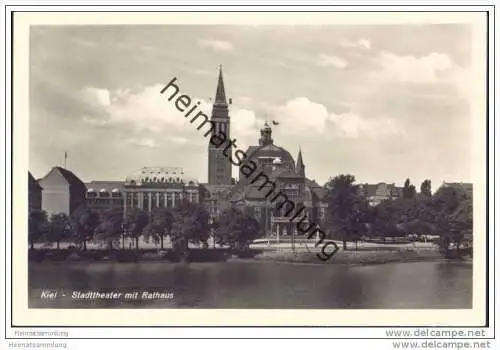 Kiel - Stadttheater - Rathaus - Foto-AK 30er Jahre