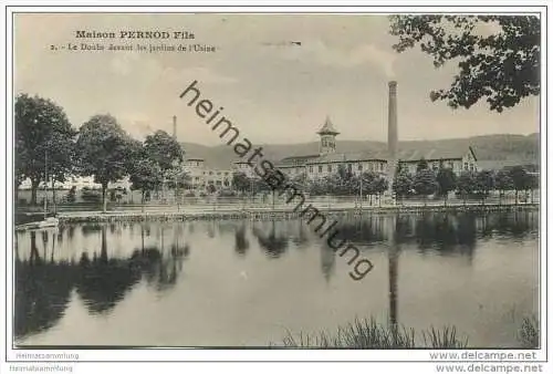 Pontarlier - Maison PERNOD Fils - Le Doubs devant les jardins de l' Usine