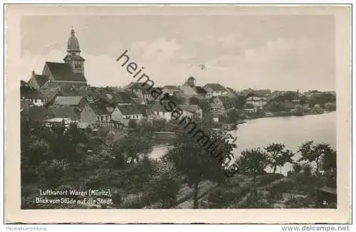 Waren (Müritz) - Blick vom Stüde auf die Stadt - Foto-AK - Verlag Erich Horn Waren (Müritz) gel. 1938