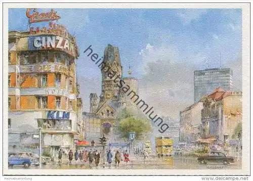 Berlin - Kurfürstendamm - Gedächtniskirche - Künstlerkarte Nitschke - Verlag Zoecke Aquarell