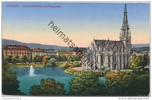 Stuttgart - Johanneskirche mit Feuersee - Verlag Franz Hayer München