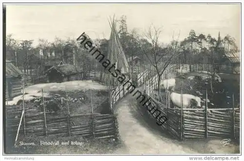 Stockholm - Skansen - Fäbodvall med kohage - Foto-AK 20er Jahre