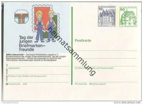 Bund - Bildpostkarte 50 Pfg. Lüdenscheid mit Zudruck Wertstempel 10 Pfg.