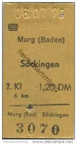 Deutschland - Murg (Baden) - Säckingen - Fahrkarte 1975