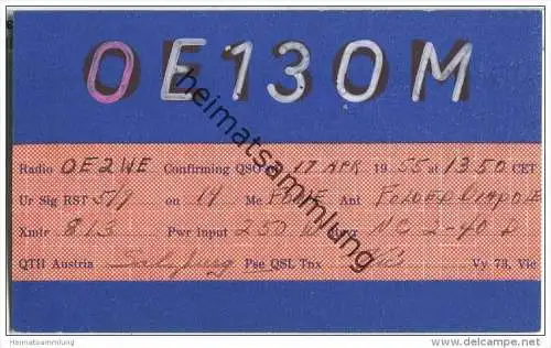 QSL - QTH - Funkkarte - OE13OM - Österreich - Salzburg - 1955
