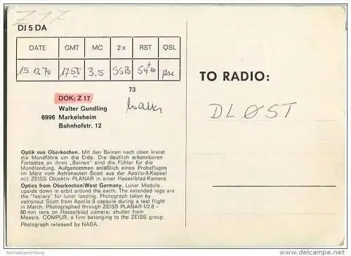 QSL - QTH - Funkkarte - DJ5DA - Markelsheim - Mondfähre - 1970