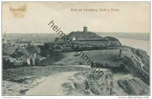 Graudenz - Blick auf Schlossberg Stadt und Strom - Feldpost