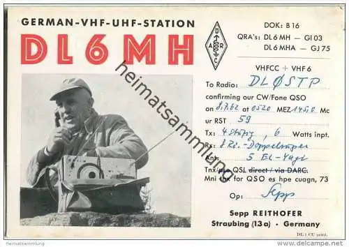 QSL - QTH - Funkkarte - DL6MH - Straubing - 1962