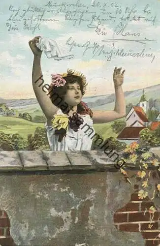 Frau mit Blumenkranz - Verlag E. S. D. Serie 655 gel. 1902