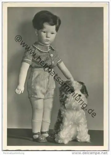 Puppe mit Hund - AK Grossformat 40er Jahre