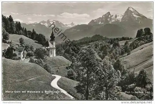 Maria Gern mit Watzmann und Steinernem Meer - Foto-AK