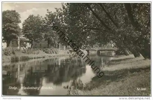 Stolp - Hindenburg Brücke - Foto-AK