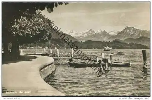 Luzern - Am Quai - Binnenschiff - Foto-AK