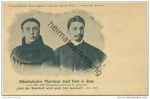 Altkatholischer Pfarrvicar Josef Ferk in Graz - Verlag altkatholisches Seelsorgeamt&nbsp; Graz der Pfarre Wien ca. 1900