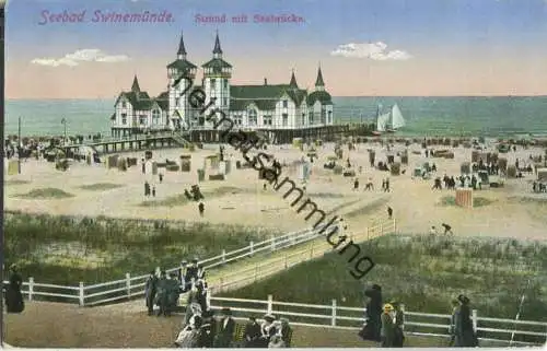 Swinoujscie - Swinemünde - Strand - Seebrücke - Verlag Siegmund Weil Stettin