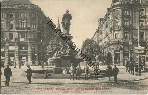 Zürich - Bahnhofplatz - Alfred Escher Denkmal - Edition Photoglob Zürich 20er Jahre