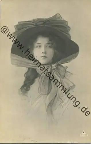 Frau mit Hut - Hutmode - Foto-AK - Künstlerkarte signiert Kasel gel. 1911