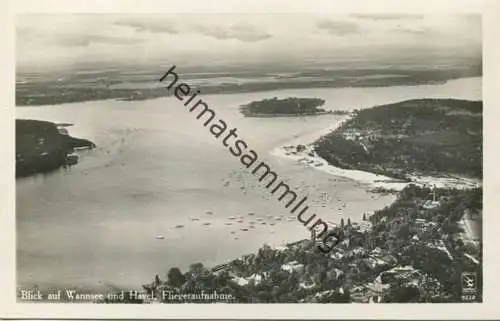 Berlin - Blick auf Wannsee und Havel - Fliegeraufnahme - Foto-AK 30er Jahre - Verlag Klinke & Co. Berlin