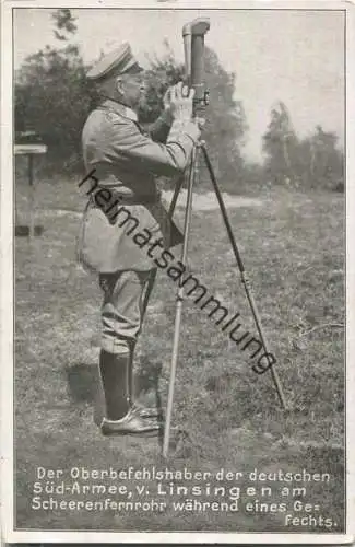 von Linsingen - Oberbefehlshaber der deutschen Süd-Armee am Scheerenfernrohr - Verlag Imberg & Lefson Berlin