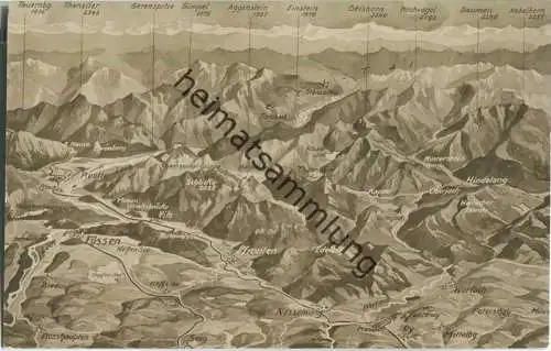 Reliefkarte - Füssen und Pfronten mit Allgäuer Alpen - Foto-Ansichtskarte - Verlag Peter Triem München