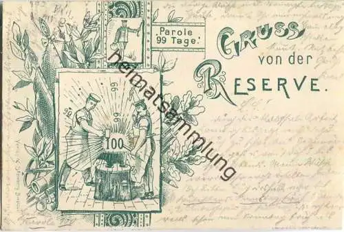 Militär - Reserve - Parole 99 Tage - Grün-Lithographie