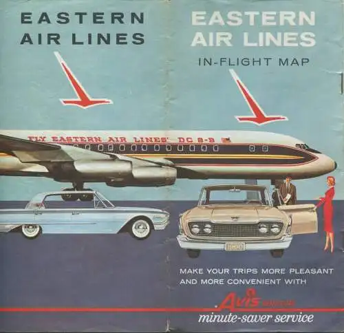 Eastern Air Lines In-Flight Map 16 Seiten 50er Jahre