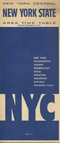 New York State - New York Central - Area Time Table - Faltblatt 1957