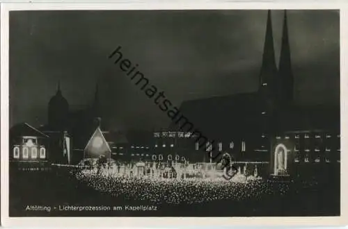 Altötting - Lichterprozession - Foto-Ansichtskarte bei Nacht